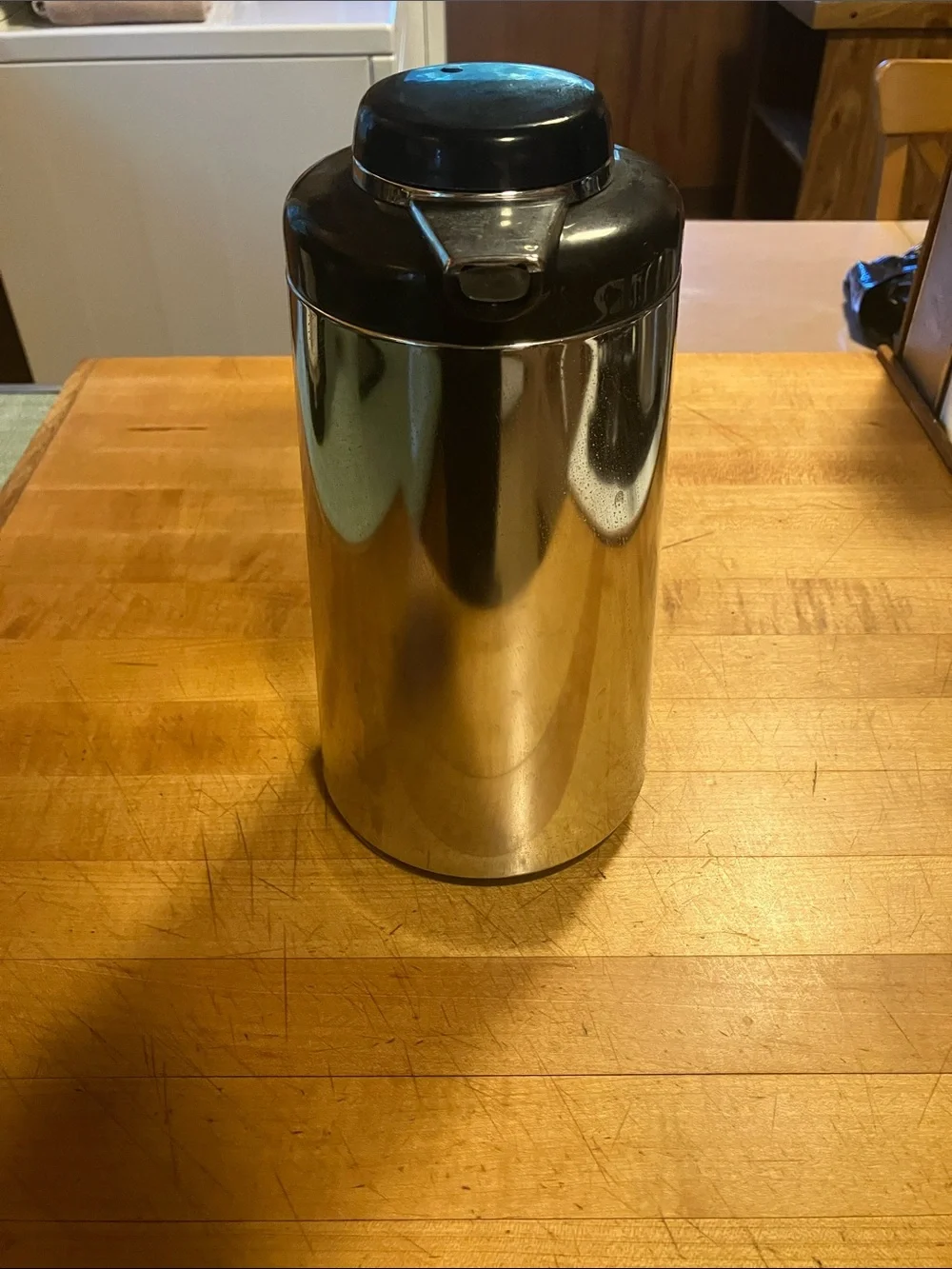 Stainless Steel Thermal Insulated Carafe - Black Handle & Lid